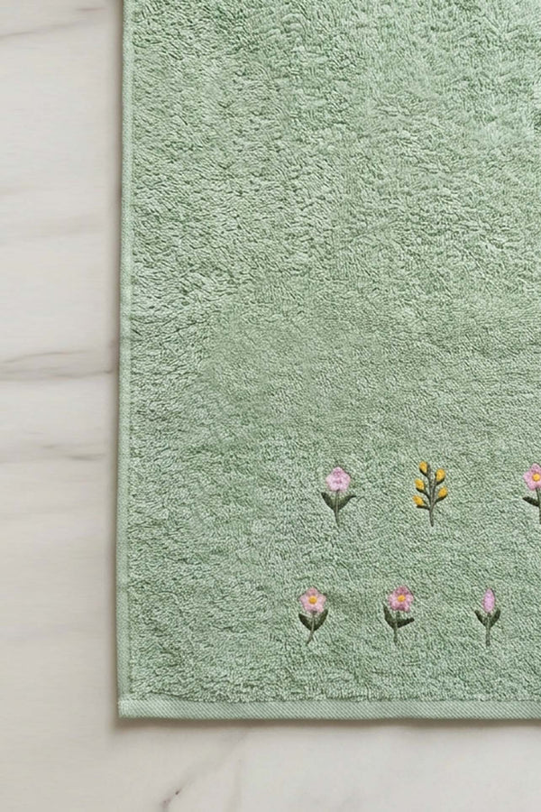 Mini Çiçek Nakışlı %100 Pamuklu 5'li Havlu Seti 50x90 cm