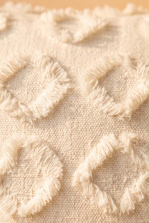 Krem Elmas Desenli Kabartma Dokulu Dekoratif Kırlent Kılıfı