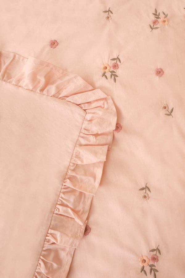 Pembe Daisy Glow Çift Kişilik %100 Pamuklu Nevresim Takımı - 4 Parça