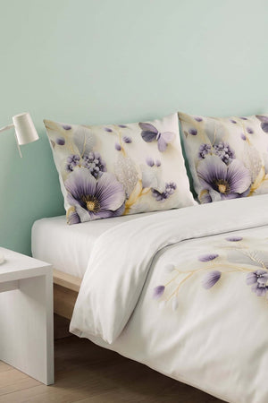 Krem Nayra 3D Flower Çift Kişilik Nevresim Takımı – 4 Parça
