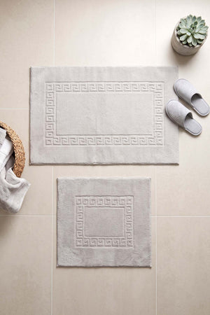 Gri Pamella Greek Desenli 2'li Banyo & Klozet Paspas Takımı