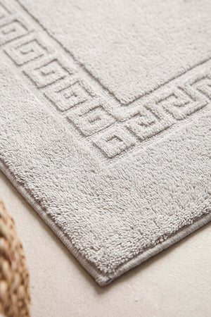 Gri Pamella Greek Desenli 2'li Banyo & Klozet Paspas Takımı