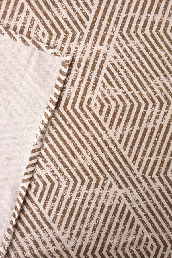 Kahverengi Prizma Desenli Çift Kişilik Baskılı Pike & Yatak Örtüsü 200x230 cm