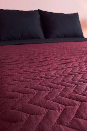 Bordo Ultrasonik Çift Taraflı Çift Kişilik Kapitone Pike & Yatak Örtüsü 180x240 cm