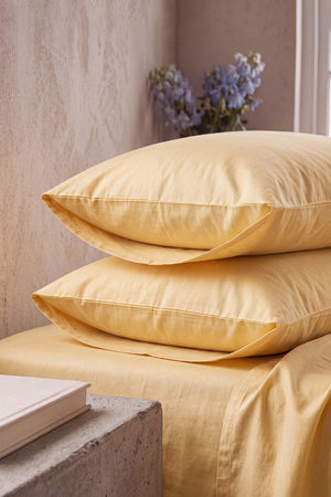 Sarı Çift Kişilik Düz Çarşaf Takımı 160x200 cm - 3 Parça