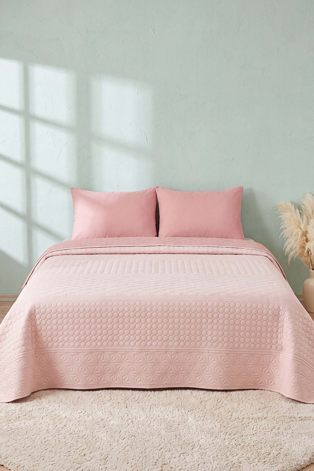 Pudra Doremi Çift Taraflı Çift Kişilik Kapitone Pike & Yatak Örtüsü 200x220 cm