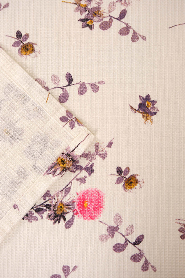 Mor Flora Çift Kişilik Baskılı Pike & Yatak Örtüsü 210x230 cm