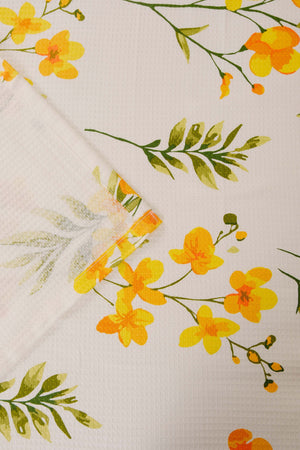 Sarı Daisy Çift Kişilik Baskılı Pike & Yatak Örtüsü 210x230 cm