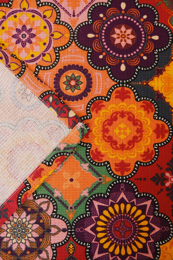 Renkli Anadolu Çift Kişilik Baskılı Pike & Yatak Örtüsü 210x230 cm