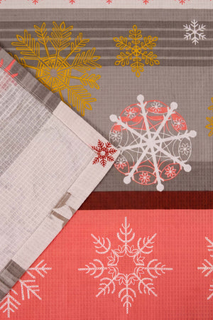 Red Winter Çift Kişilik Baskılı Pike & Yatak Örtüsü 210x230 cm