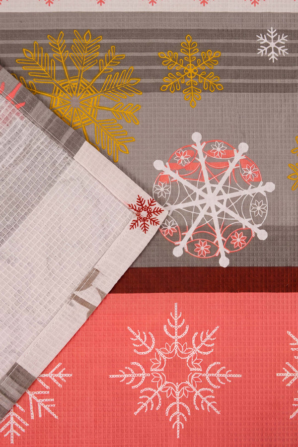 Red Winter Çift Kişilik Baskılı Pike & Yatak Örtüsü 210x230 cm