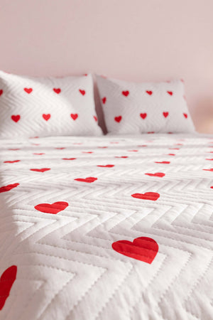 Amora Red Çift Kişilik Kapitone Pike & Çok Amaçlı Yatak Örtüsü - 3 Parça