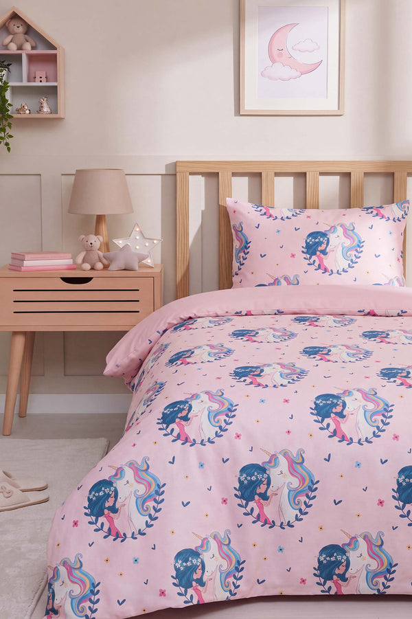 Unicorn Tek Kişilik Pamuklu Çocuk Nevresim Takımı