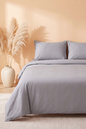 Soft Gri %100 Pamuklu Ranforce Çift Kişilik Nevresim Takımı – 4 Parça