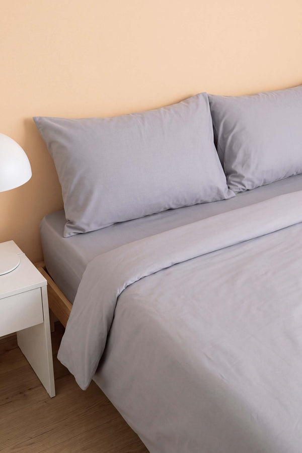 Soft Gri %100 Pamuklu Ranforce Çift Kişilik Nevresim Takımı – 4 Parça