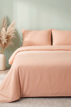 Soft Turuncu %100 Pamuklu Ranforce Çift Kişilik Nevresim Takımı – 4 Parça