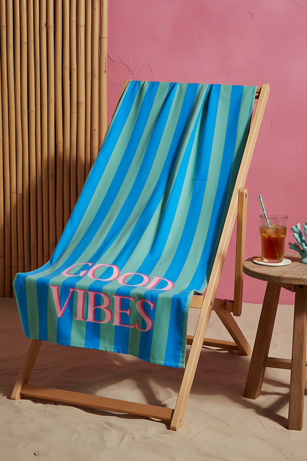 Good Vibes Çizgili Outlet Plaj Havlusu 70x150 cm