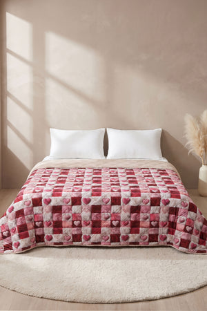 Kare Kalp 5D Çok Amaçlı Çift Kişilik Baskılı Pike & Yatak Örtüsü 200x220 cm