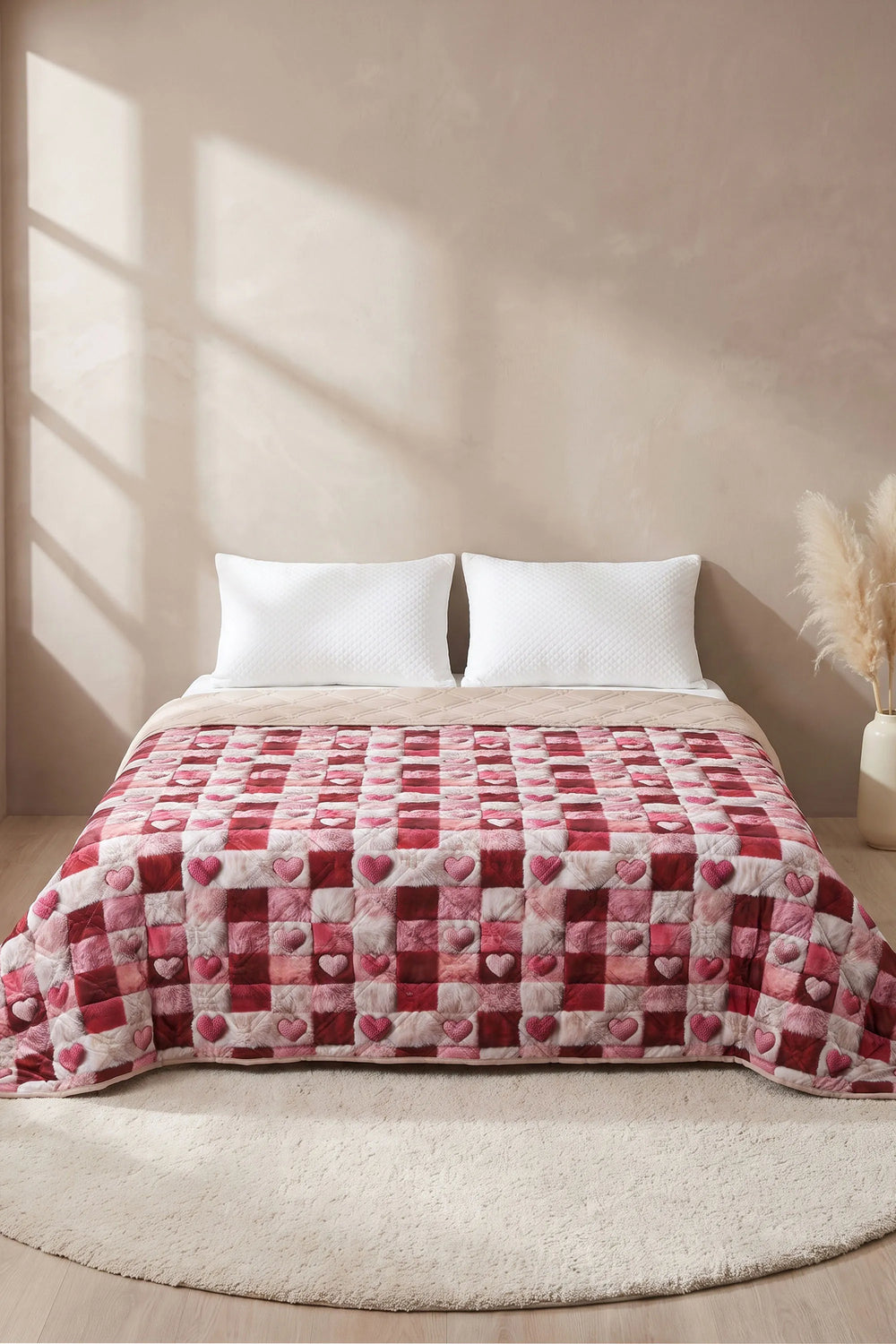 Kare Kalp 5D Çok Amaçlı Çift Kişilik Baskılı Pike & Yatak Örtüsü 200x220 cm