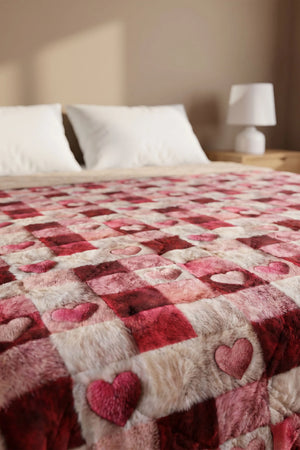 Kare Kalp 5D Çok Amaçlı Çift Kişilik Baskılı Pike & Yatak Örtüsü 200x220 cm – görsel 3