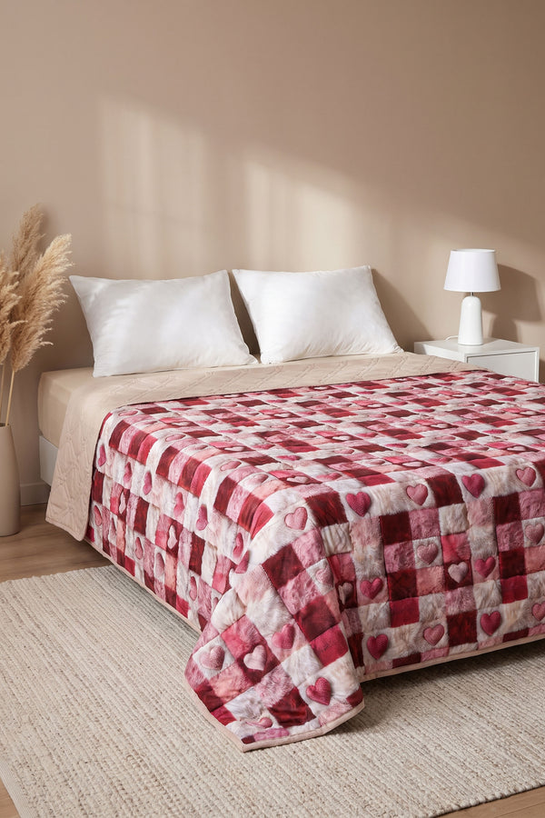Kare Kalp 5D Çok Amaçlı Çift Kişilik Baskılı Pike & Yatak Örtüsü 200x220 cm