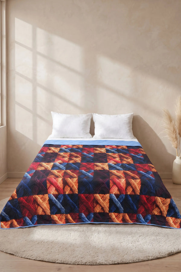 Kare Örgü 5D Çok Amaçlı Tek Kişilik Baskılı Pike & Yatak Örtüsü 160x220 cm – görsel 2