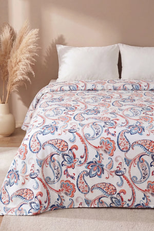 Etnik Floral Desen Çift Kişilik Baskılı Pike & Yatak Örtüsü 200x230 cm