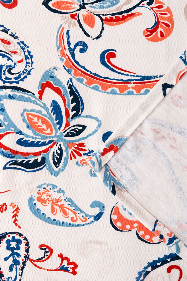 Etnik Floral Desen Çift Kişilik Baskılı Pike & Yatak Örtüsü 200x230 cm