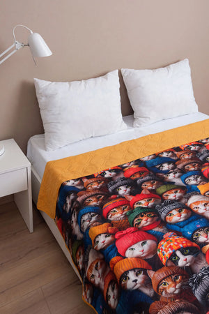 Kediler 5D Çok Amaçlı Çift Kişilik Baskılı Pike & Yatak Örtüsü 200x220 cm – görsel 6
