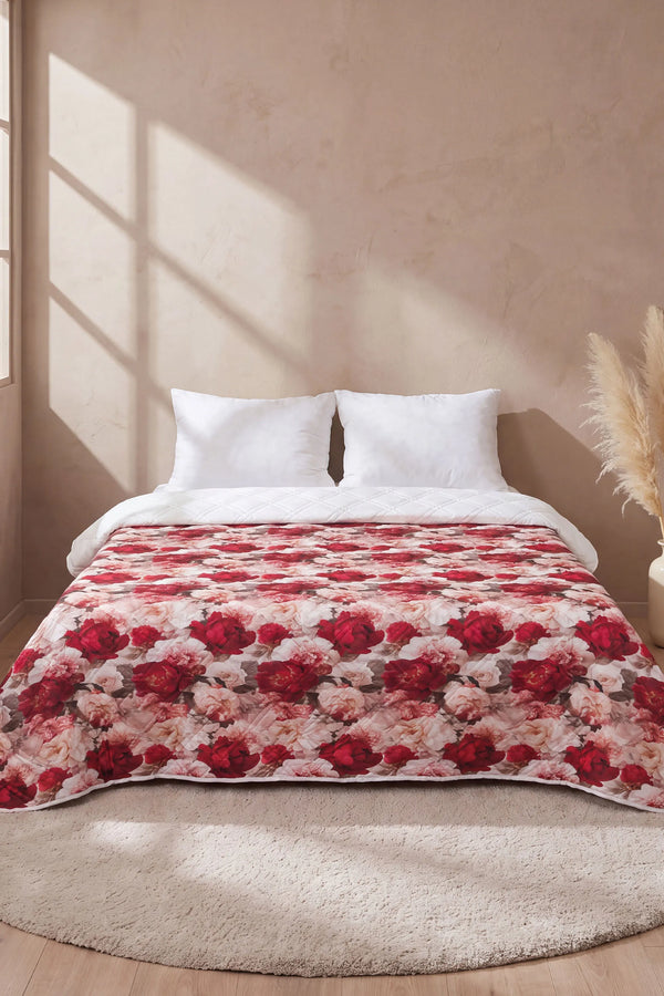 Kırmızı Gül 5D Çok Amaçlı Çift Kişilik Baskılı Pike & Yatak Örtüsü 200x220 cm – görsel 2
