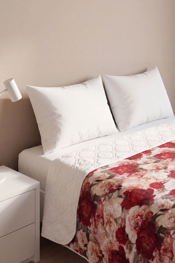 Kırmızı Gül 5D Çok Amaçlı Tek Kişilik Baskılı Pike & Yatak Örtüsü 160x220 cm – görsel 6