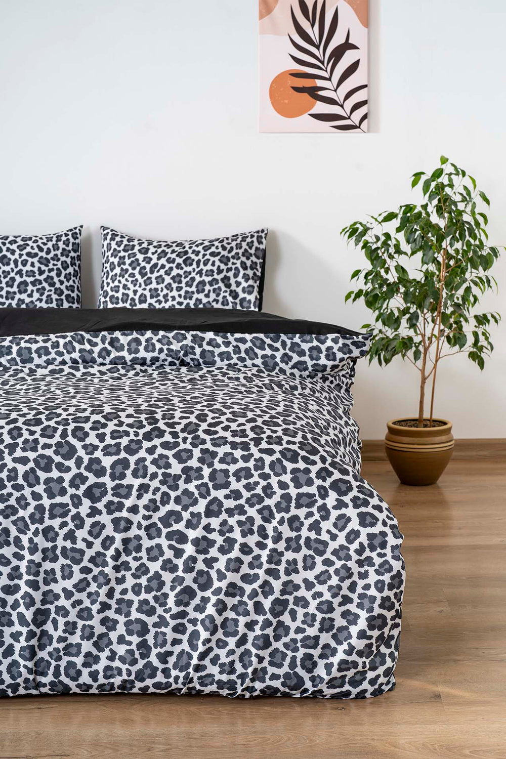 Leopar Siyah Çift Kişilik Nevresim Takımı