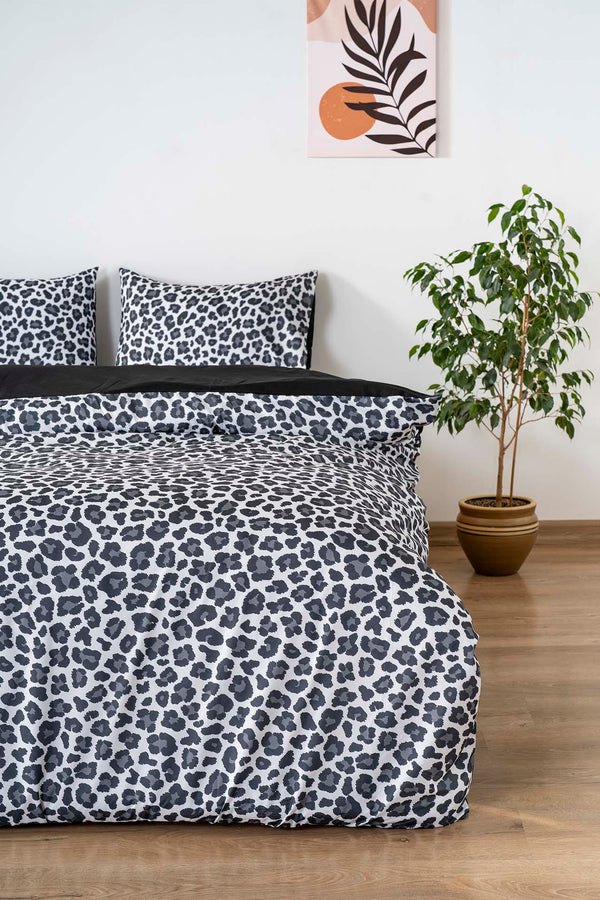 Leopar Siyah Çift Kişilik Nevresim Takımı