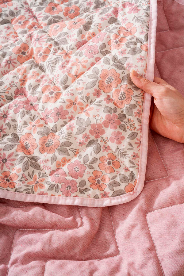Pembe Bahar KapitoneTek Kişilik Pamuklu Pike & Yatak Örtüsü