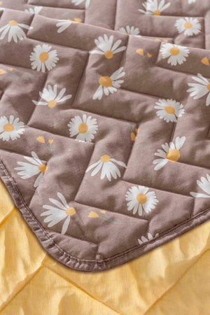 Kahve Papatyalı Kapitone Çift Kişilik Pamuklu Pike & Yatak Örtüsü