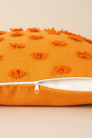 Turuncu Pompon Detaylı Punch Dekoratif Kırlent Kılıfı