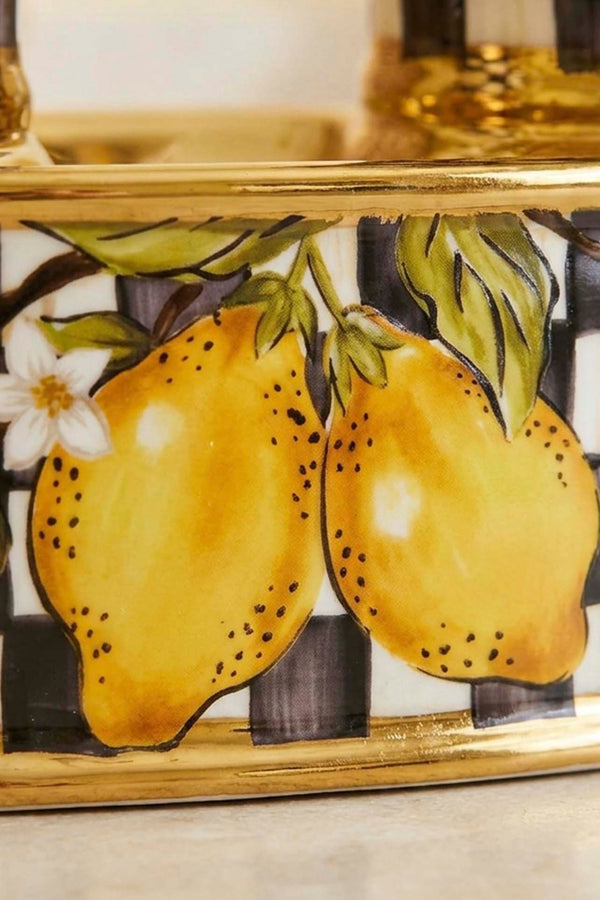 Linda Limon Desenli Porselen Sabunluk
