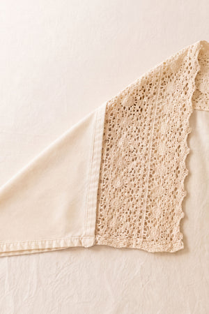 Krem Lacy Pamuklu Dantelli Runner 40x150 cm