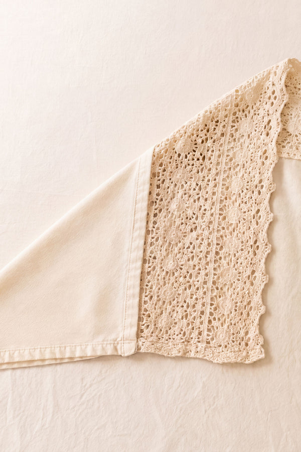 Krem Lacy Pamuklu Dantelli Runner 40x150 cm