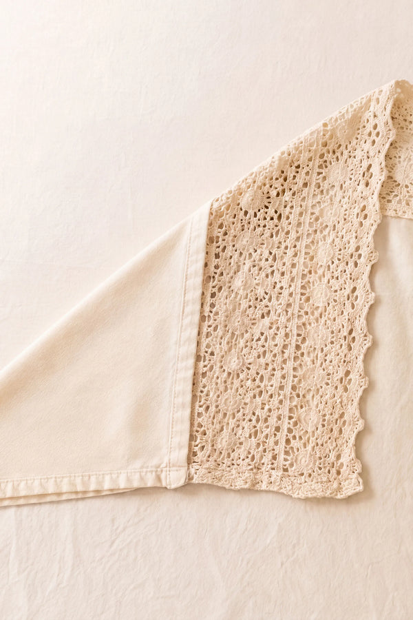 Krem Lacy Pamuklu Dantelli Runner 40x150 cm