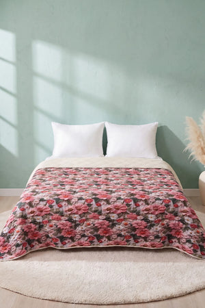 Pembe Gül 5D Çok Amaçlı Çift Kişilik Baskılı Pike & Yatak Örtüsü 200x220 cm – görsel 2