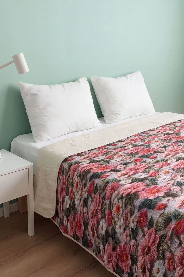 Pembe Gül 5D Çok Amaçlı Çift Kişilik Baskılı Pike & Yatak Örtüsü 200x220 cm – görsel 6