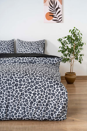 Leopar Siyah Çift Kişilik Outlet Nevresim Takımı