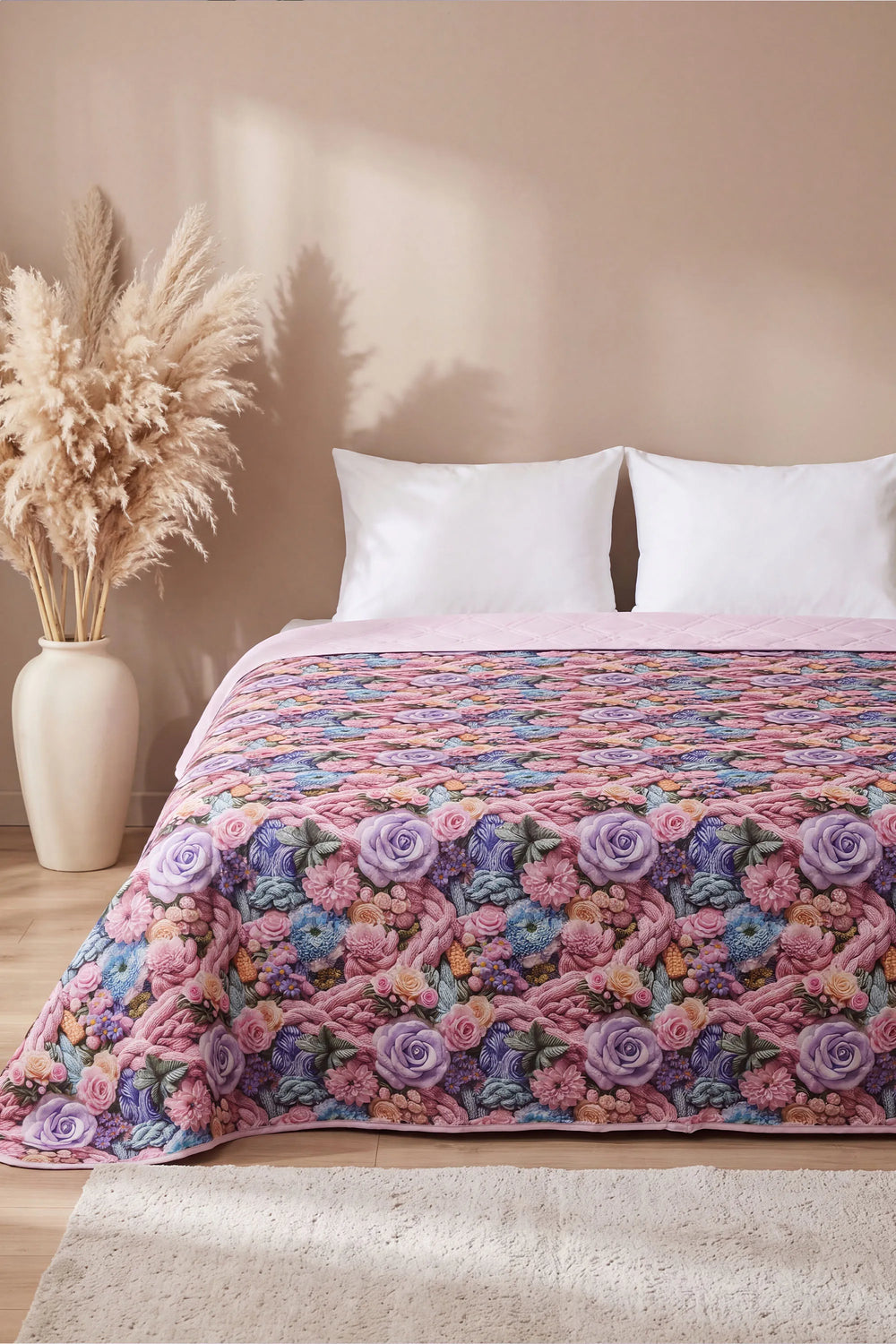 Bahar Renkleri 5D Çok Amaçlı Çift Kişilik Baskılı Pike & Yatak Örtüsü 200x220 cm