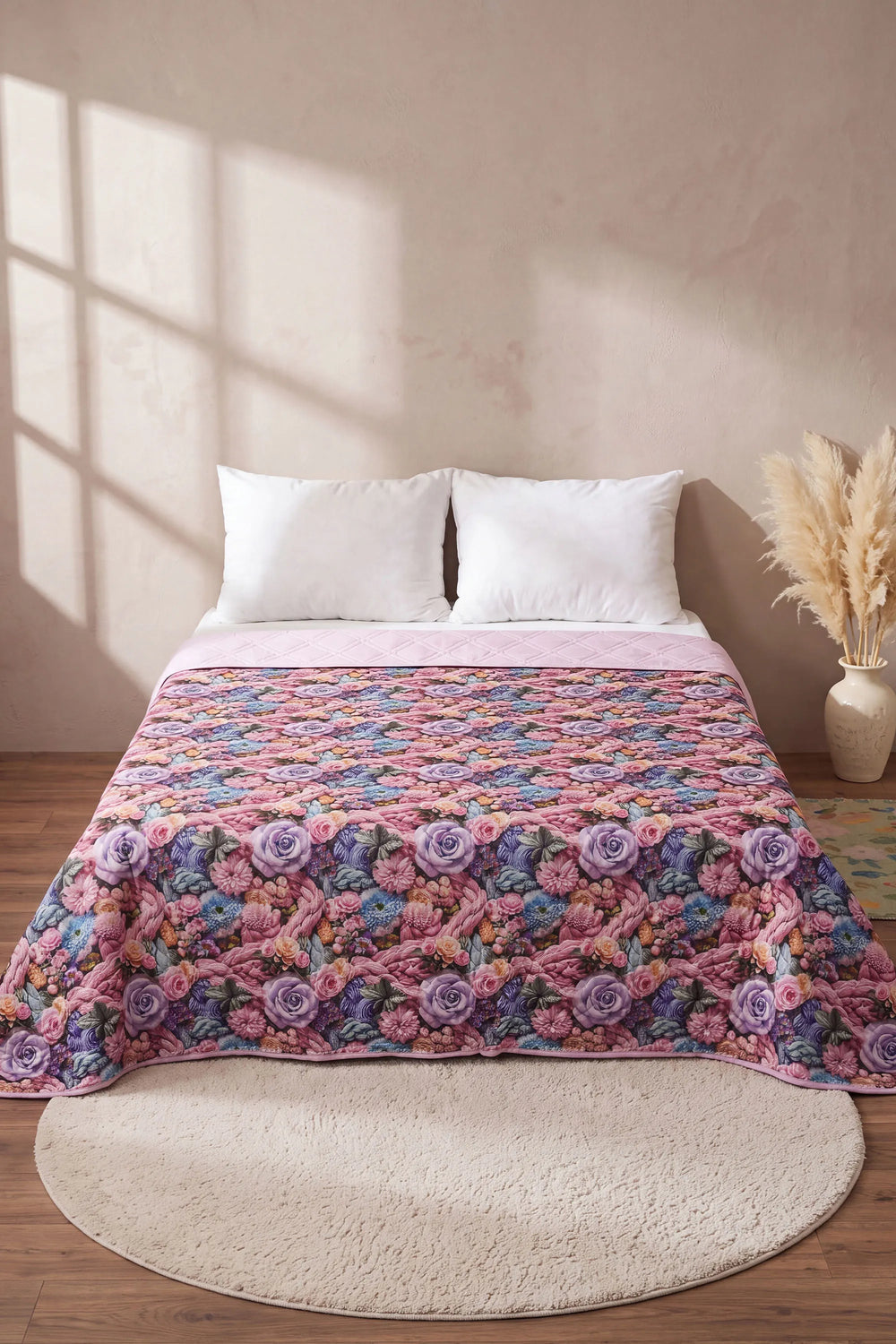 Bahar Renkleri 5D Çok Amaçlı Çift Kişilik Baskılı Pike & Yatak Örtüsü 200x220 cm