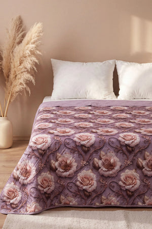 Gül Buketi 5D Çok Amaçlı Çift Kişilik Baskılı Pike & Yatak Örtüsü 200x220 cm
