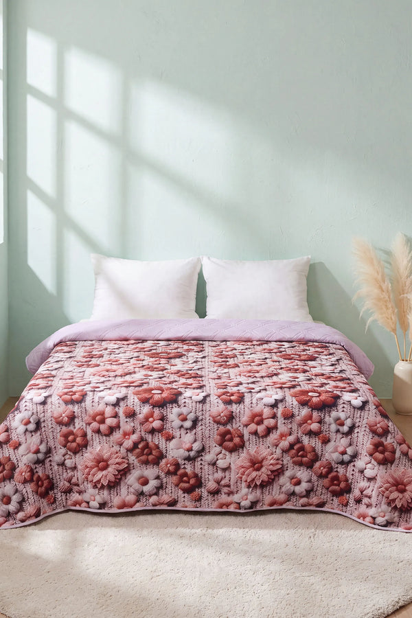 Papatyalar 5D Çok Amaçlı Çift Kişilik Baskılı Pike & Yatak Örtüsü 200x220 cm – görsel 2