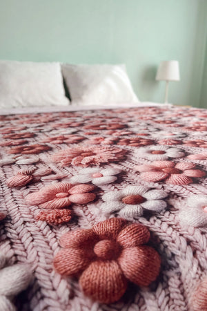Papatyalar 5D Çok Amaçlı Çift Kişilik Baskılı Pike & Yatak Örtüsü 200x220 cm – görsel 3