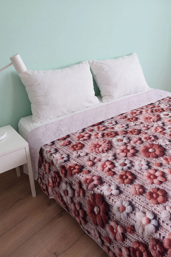 Papatyalar 5D Çok Amaçlı Çift Kişilik Baskılı Pike & Yatak Örtüsü 200x220 cm – görsel 6