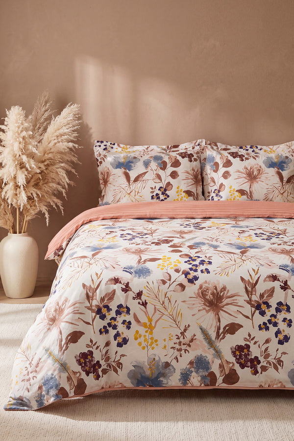Lily Bej %100 Pamuklu Çift Kişilik Nevresim Takımı - 4 Parça